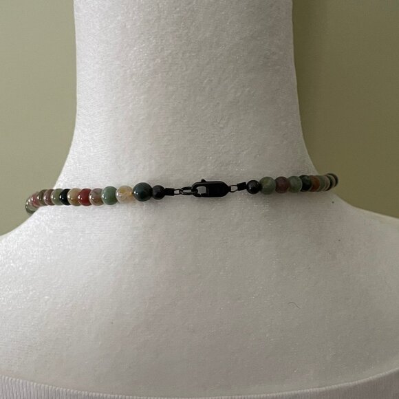 Natural Stone and Red Glass Bead Necklace - Picture 3 of 8